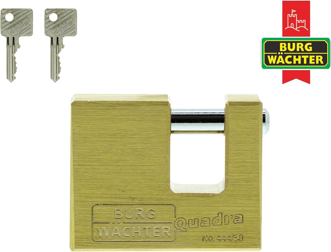 Burg-Wächter Vorhängeschloss, 7 mm Bügelstärke, Kneifschutz, 2 Schlüssel, Quadra 444 50 SB