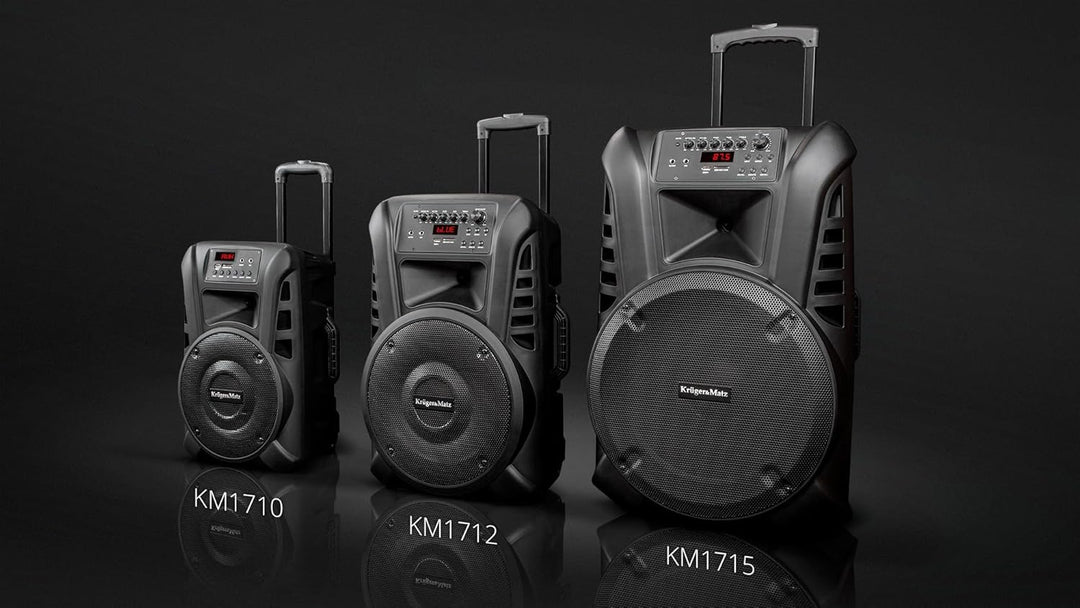 Krüger&amp;Matz KM1712 Aktive Bluetooth-Lautsprecher, PA-DJ-Anlage (2 x Funkmikrofon, SD, FM, USB, Fernb