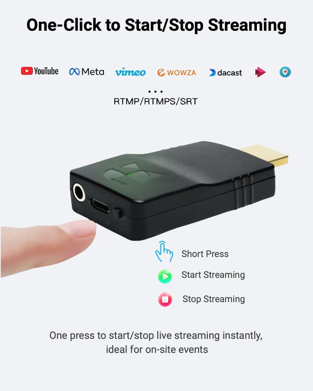 DDMALL Wireless Streaming Encoder, H.265 H.264 HDMI Live-Video-Encoder, Streamen von 1080p auf Faceb