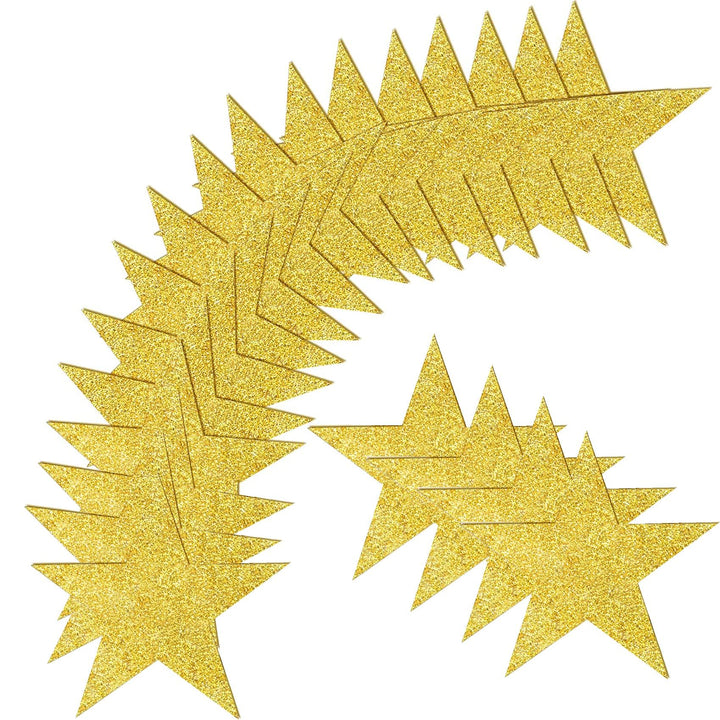 100 Stück Stern Ausschnitte Papier, Basicon Silber Glitzer Fünf Sterne Konfetti Ausschnitte 6 Zoll P