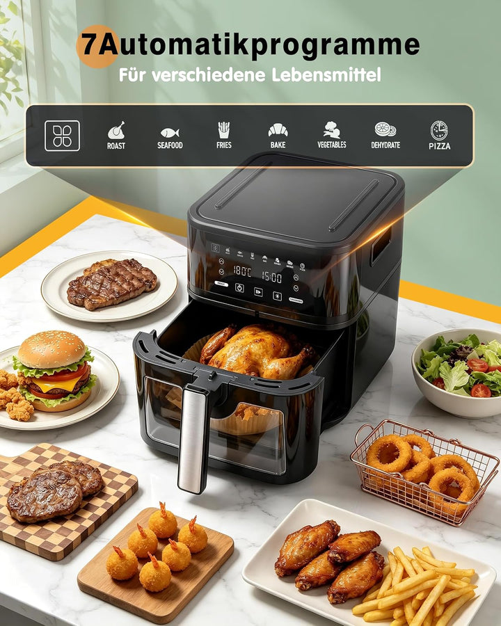 KEINVE Easy Fry &amp; Grill Heissluftfritteuse, 2-in-1 Technologie (Air Fryer und Grill), Digitales Disp
