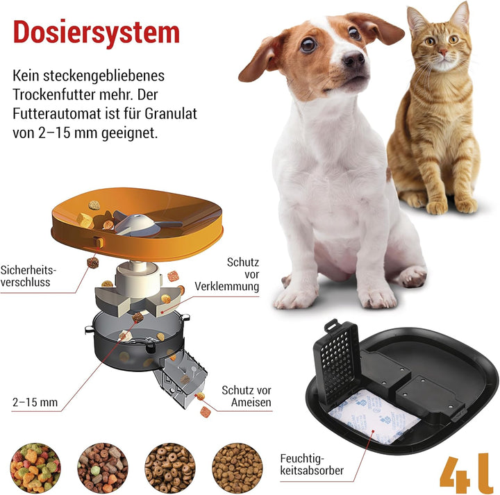 EMOS - Futterautomat 4 l - Pet Care Futterspender - Trockenfutter Automat für Katze & Hund mit Progr