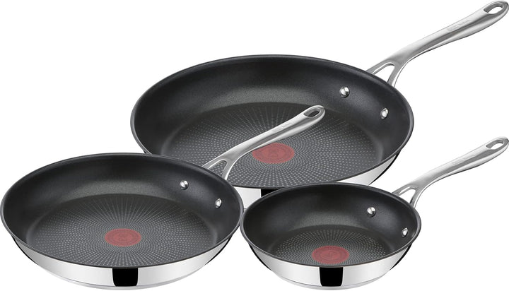 Jamie Oliver by Tefal Cook's Direct On Pfannenset 20/24/28 cm, Thermo-Signal bei idealer Brattempera