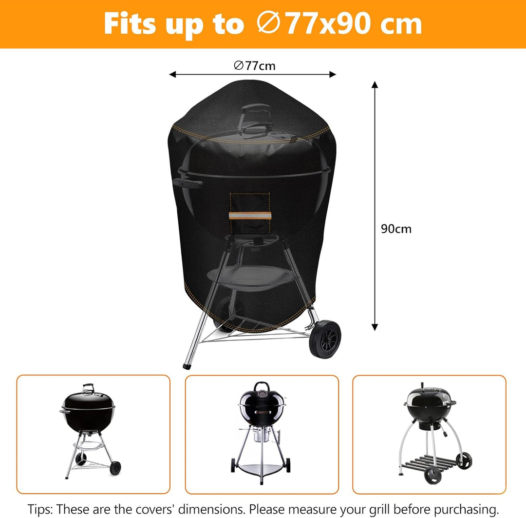 kugelgrill Abdeckung Wetterfest, Abdeckhaube für Kettle Holzkohlegrill, 600D Oxford Grillabdeckung R