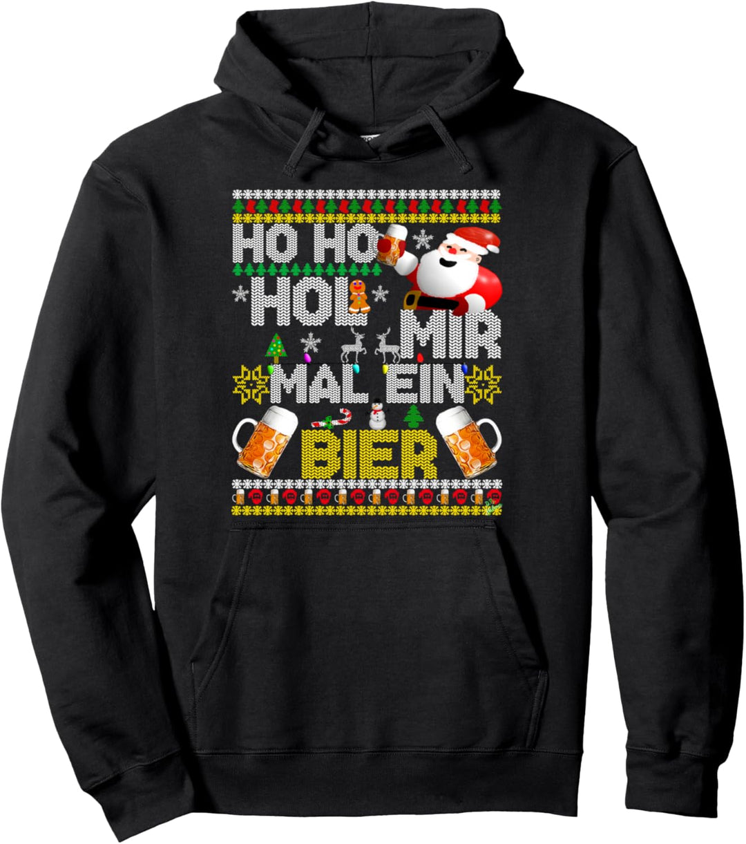 ho ho hol mir mal ein Bier lustiges ugly xmas Weihnachts Pullover Hoodie