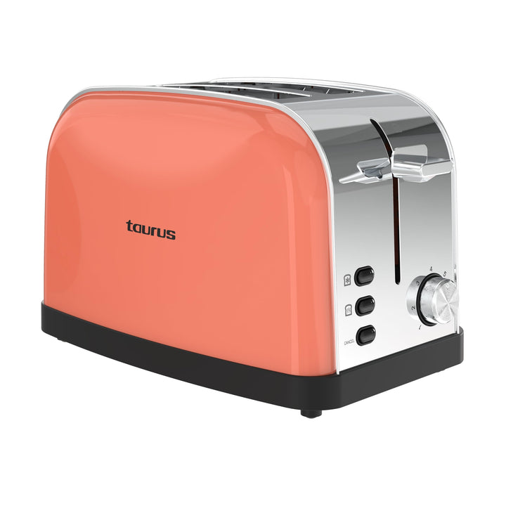 Taurus Retro Design II Toaster, Koralle, 950 W, 2 Schlitze 135 x 35 mm, 7 Stufen, 3 Funktionen, Gehä