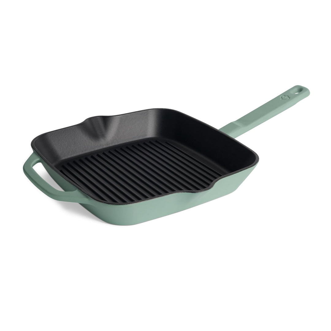 SPRINGLANE Gusseisen Grillpfanne Mint, 26 cm - Emailliert - Steakpfanne mit Grillstreben - Für alle
