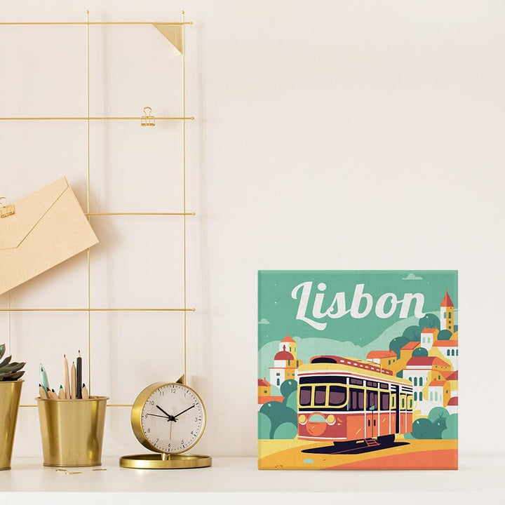 Figured'Art Mini Malen Nach Zahlen Erwachsene Mit Rahmen 20x20cm Kleines Format - Reiseplakat Lissab