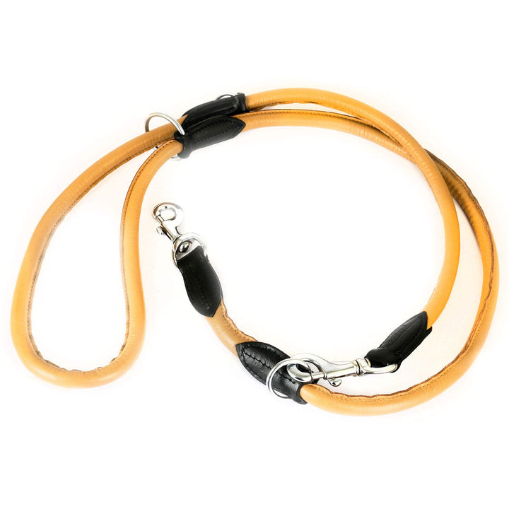 Monkimau Hundeleine Führleine für Hunde aus echt Leder verstellbar beige, beige