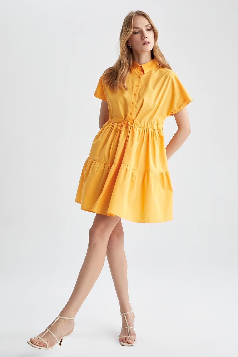 DeFacto Damen Dress 40 Gelb, 40 Gelb