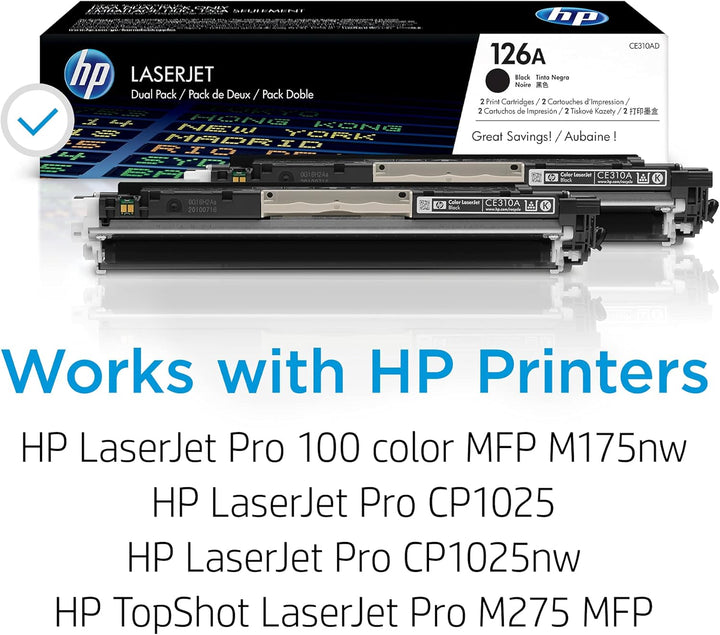 HP 126A 2er-Pack (CE310AD) Schwarz Original Toner für HP Color Laserjet Pro CP1025, M175, TopShot La