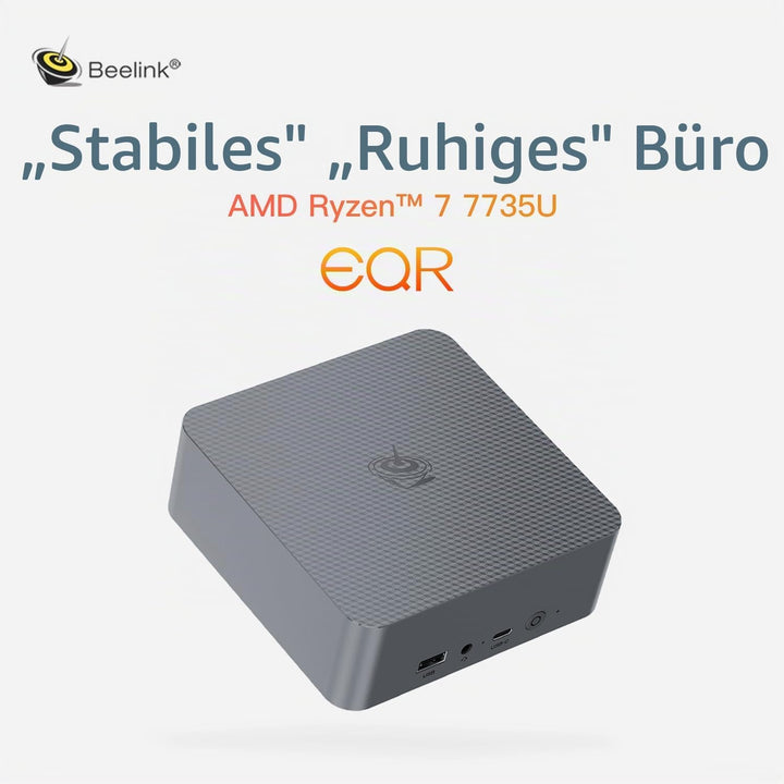 Beelink Mini PC EQR7, AMD Ryzen 7 7735HS(8C/16T bis zu 4,7Ghz), Mini Computer 24GB LPDDR5 500GB M.2