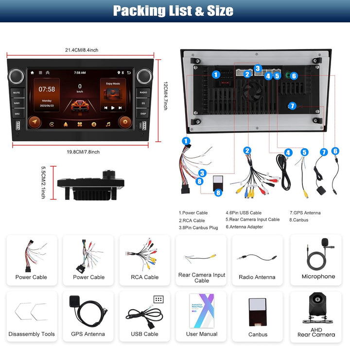 CAMECHO 7 Zoll 2+64G Navi Autoradio für Opel Astra Antara Vectra Corsa Zafira Meriva Combo mit 2USB,