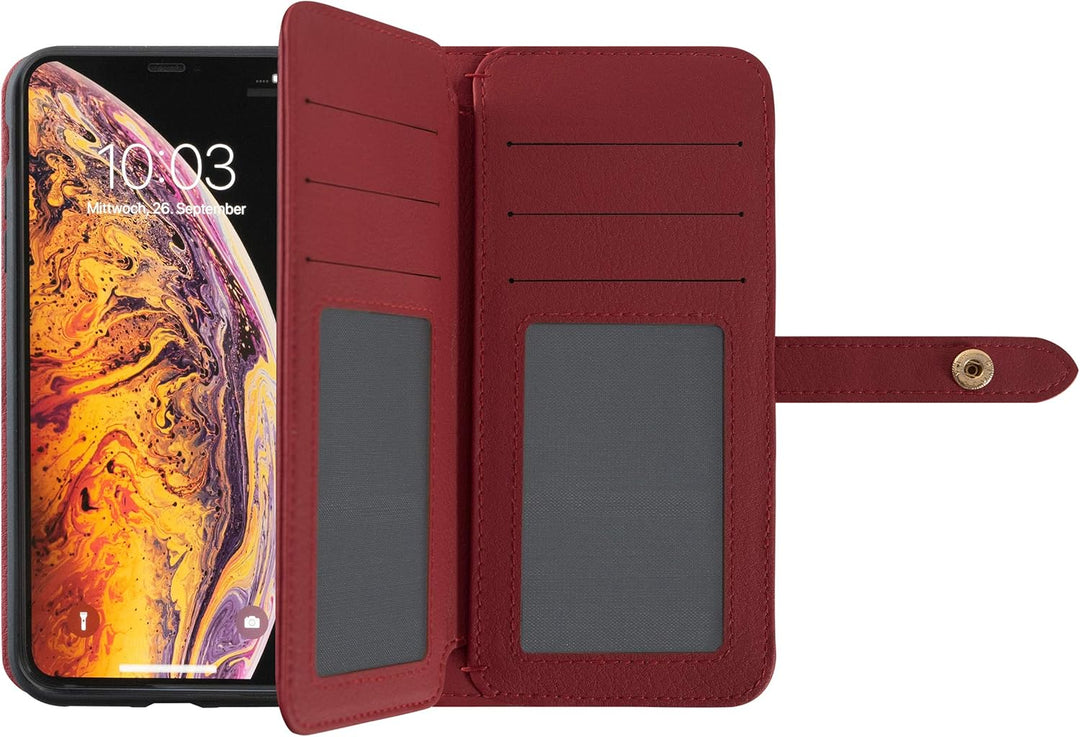KMP GreenNu Prime Wallet passend für iPhone XS Max - Cherry red - Portemonnaie mit Handschlaufe und