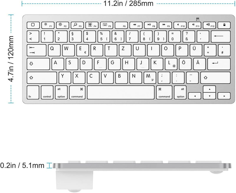 OMOTON deutsche Bluetooth Tastatur für iPad 10.9/10.2/9.7, iPad Air 6/5/4/3, Tastatur iPad Pro 13/12