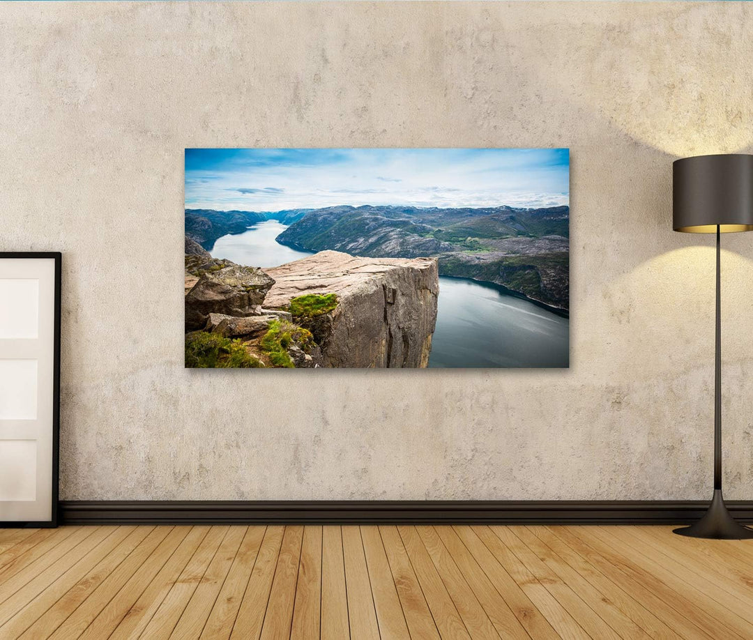 islandburner Bild auf Leinwand Prekestolen Wandbild Poster Kunstdruck Bilder Format: 100x57cm, Forma