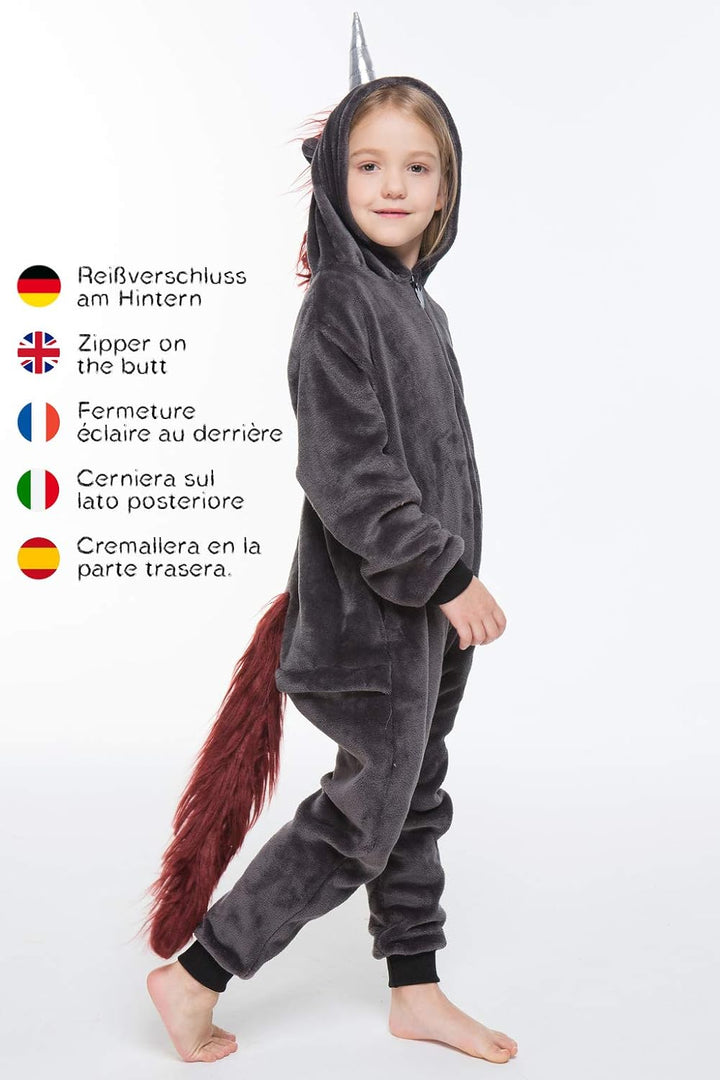 corimori - Ruby Punk-Einhorn Kinder Jungen Mädchen Onesie Jumpsuit Anzug Kostüm Verkleidung (Gr. 130