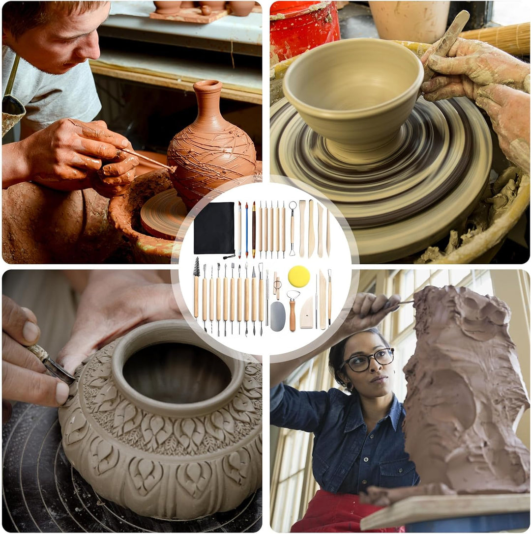 xiaowanwan 30 Stück Modellierwerkzeug Ton,Töpferwerkzeug Set,Sculpting Keramik Clay Tools,Polymer Cl