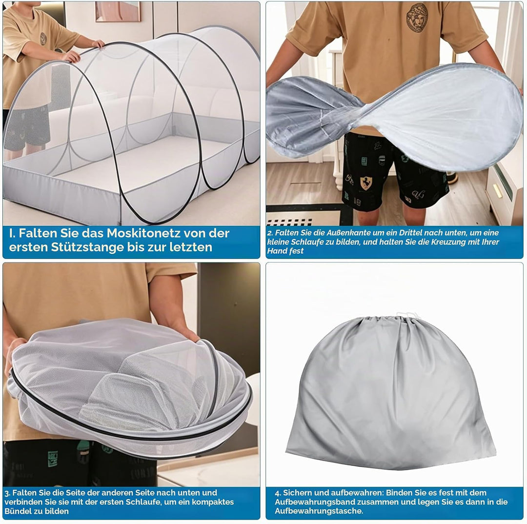 IIRC Moskitonetz Bett Reise – 190 x 90 x 90 cm Pop Up Moskitonetz für Bett, Camping &amp; Zuhause, Faltb