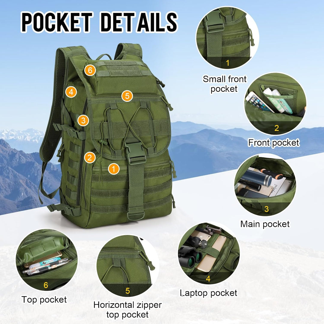 SHANNA Militärrucksack 35L/50L Armee Rucksack Molle, Hohe Kapazität Trekkingrucksack Wanderrucksäcke
