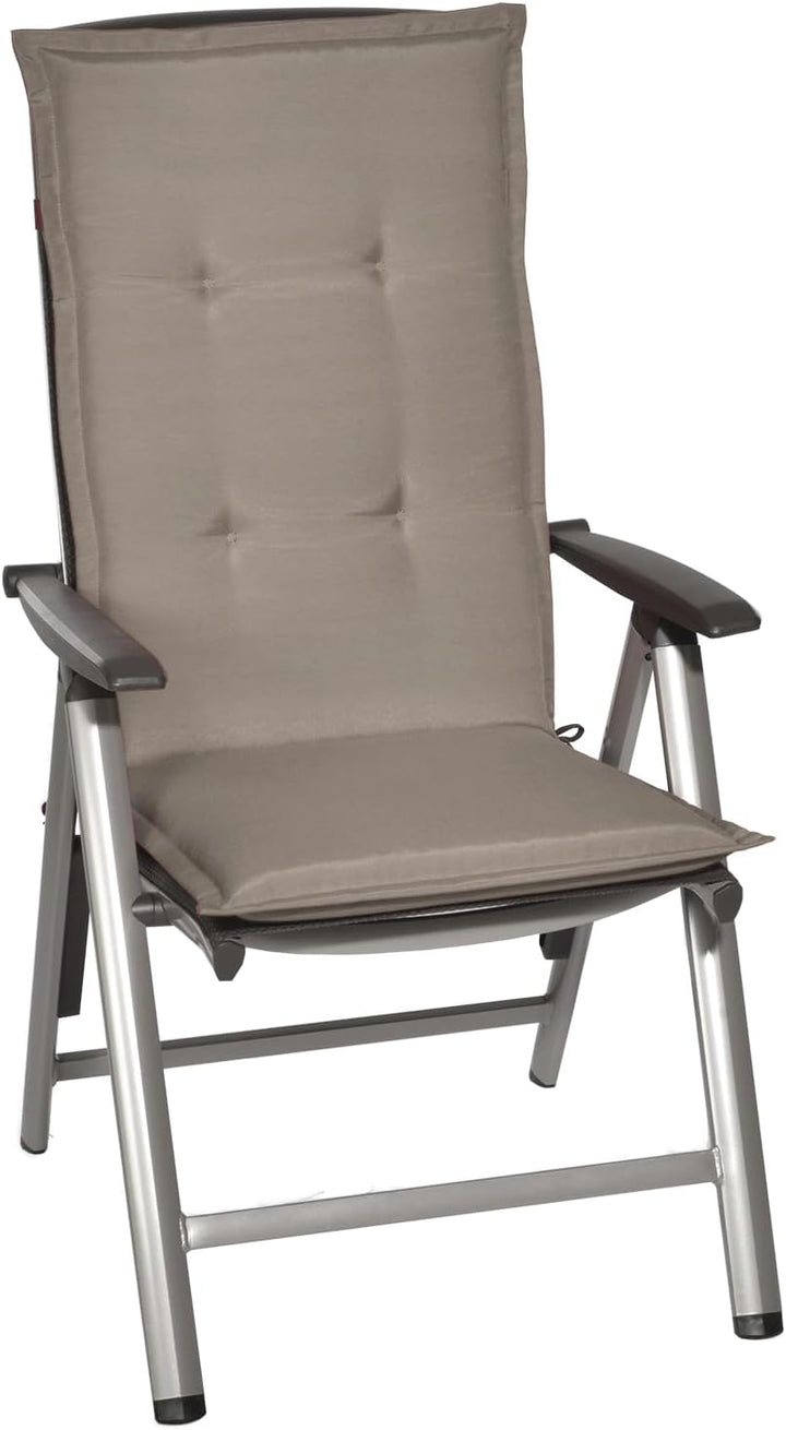 Beautissu 4er Set Gartenstuhlauflage Hochlehner Sitzpolster mit Schaumkern | 120x50x6cm Taupe weiche