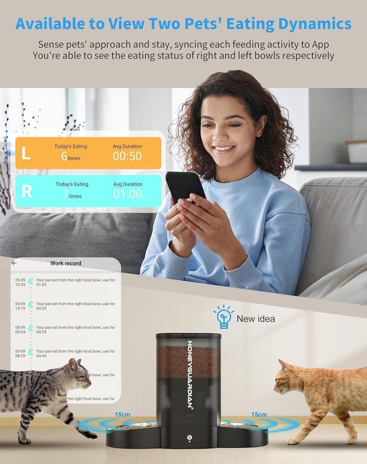 Futterautomat für 2 Katzen und Hunde mit APP, 5G WLAN Katzen Futterautomaten und Timer, 5L Automatis