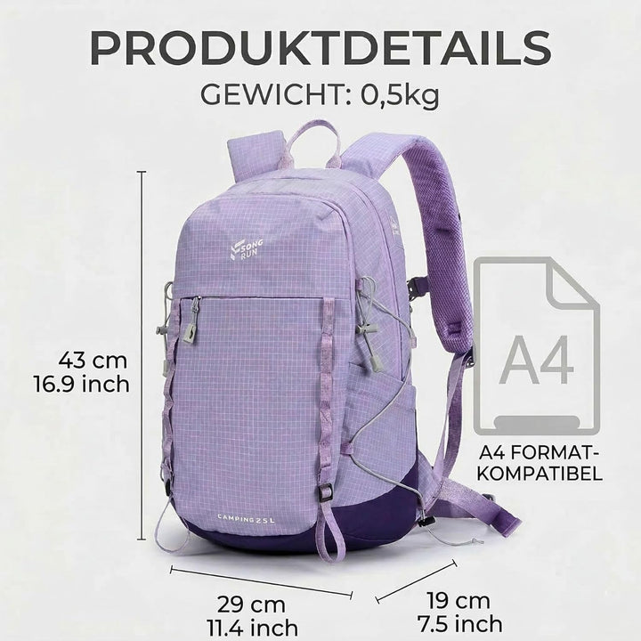 25L Wanderrucksack Damen Herren Reiserucksack Tagesrucksack Wasserdicht Leicht Backpack für Wandern