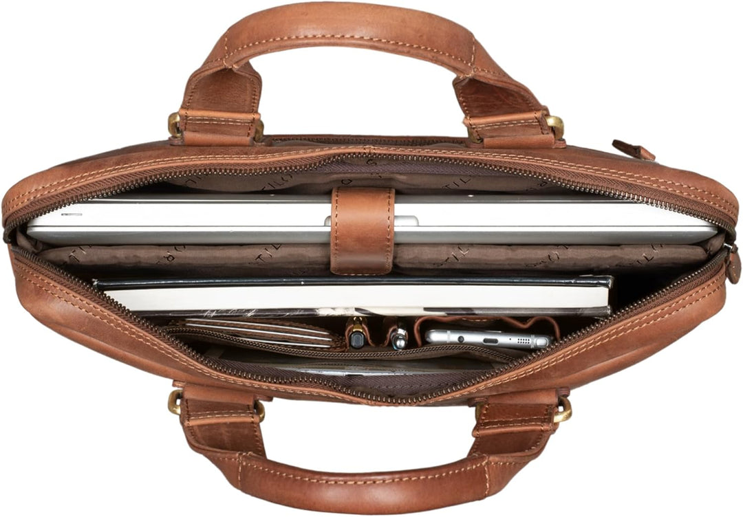 STILORD 'Andrew' Vintage Business Ledertasche Klassische Aktentasche für Herren und Damen 13,3 Zoll