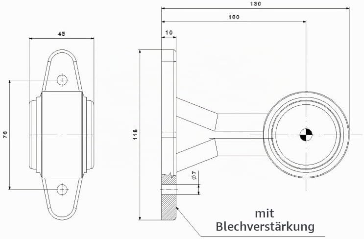 2 x LED Gummi Begrenzungsleuchte Seitenleuchte 12V 24V mit E-Prüfzeichen Positionsleuchte Auto LKW P