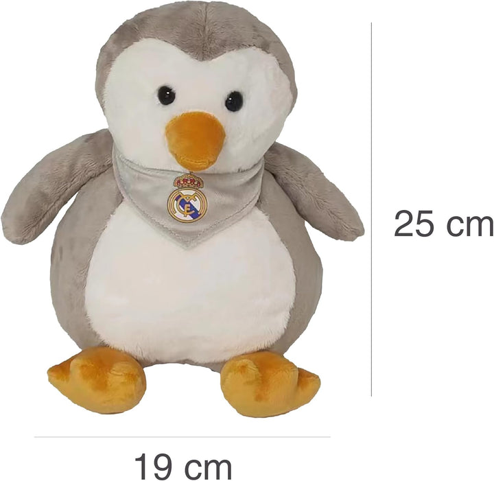 CyP Brands Real Madrid Plüschpuppe, Pinguin, 25 cm, Grau, offizielles Produkt