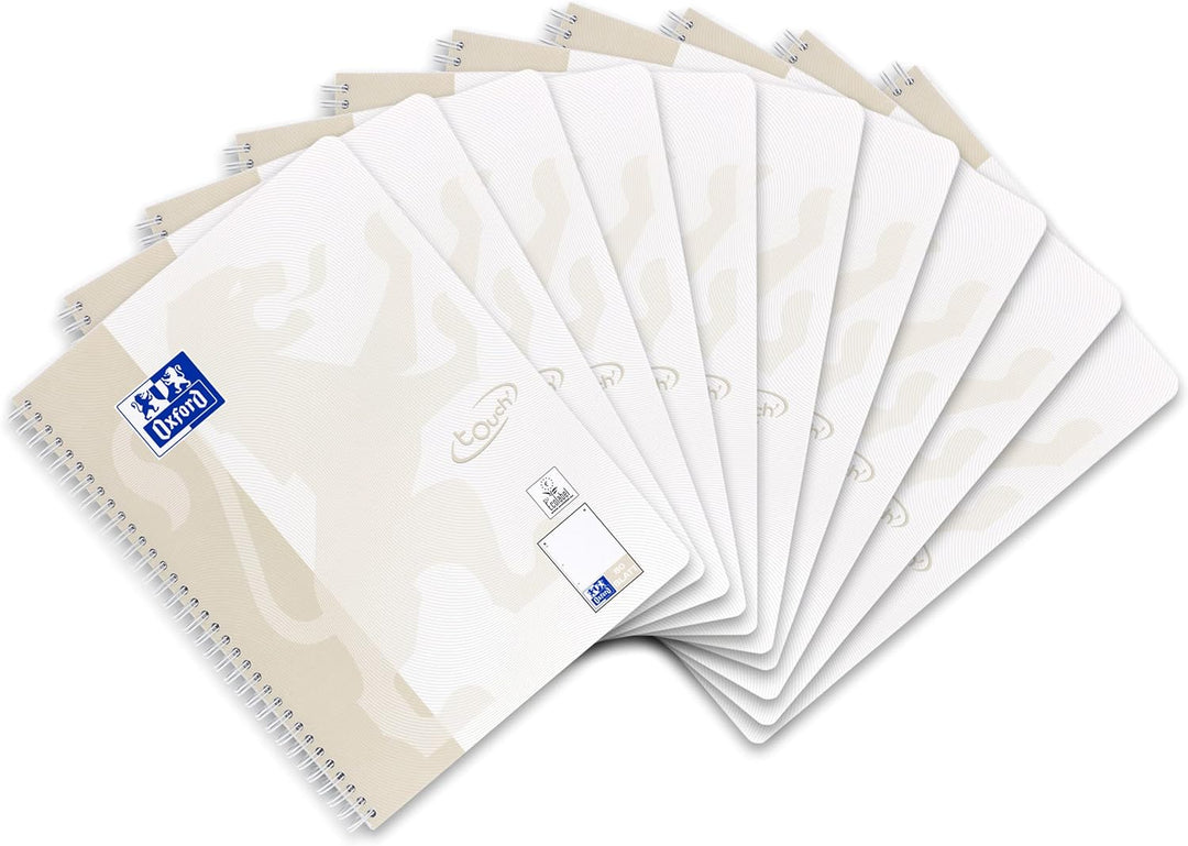 Oxford Touch Collegeblock A4 punktkariert/dotted, 80 Blatt, lichtgrau, 10 Stück Single, Single