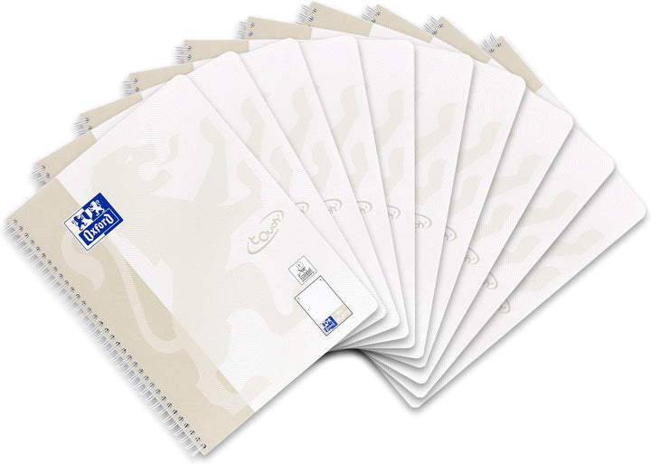 Oxford Touch Collegeblock A4 punktkariert/dotted, 80 Blatt, lichtgrau, 10 Stück Single, Single