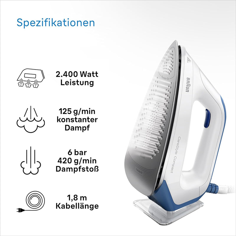 Braun CareStyle Compact IS 2143 Dampfbügelstation - Dampfbügeleisen mit FreeGlide 3D Bügelsohle, Ver