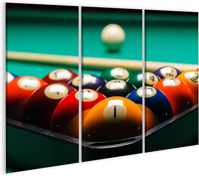 Bild auf Leinwand Billard Kugeln Billardtisch Wandbild Poster Kunstdruck Bilder Format: 130x80cm - 3