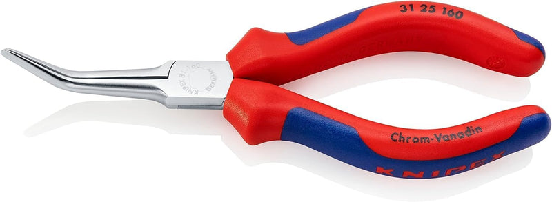 Knipex Greifzange (Nadelzange) verchromt, mit Mehrkomponenten-Hüllen 160 mm 31 25 160 abgewinkelter