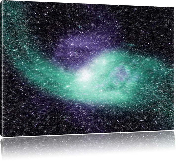 Pixxprint Ferne Galaxie im Sternenstaub Kunst Buntstift Effekt, Format: 100x70 auf Leinwand, XXL rie