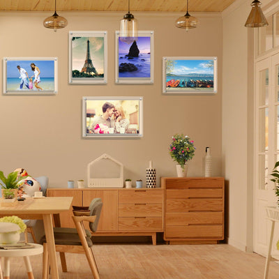 AMEITECH Acryl Wandhalter Bilderrahmen, Doppelte Panel Clear Hanging Photo Frame hält 43,6 x 31,5cm