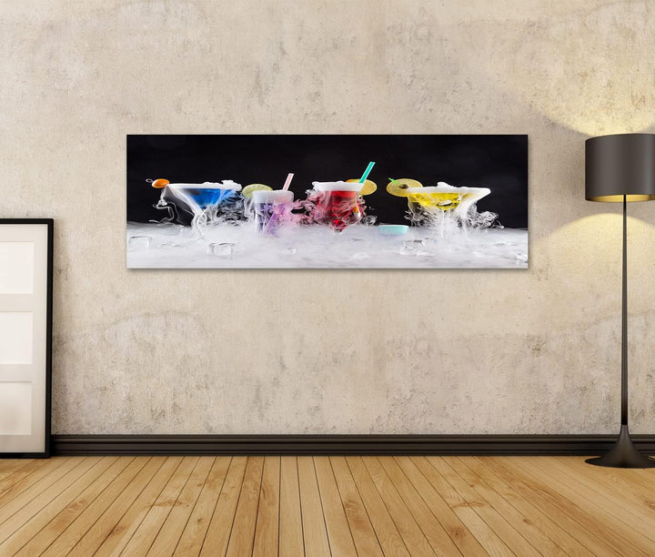 islandburner Bild auf Leinwand Cocktail Mit Eisdampf Auf Bar Bilder Wandbilder Poster 120L x 40B cm,