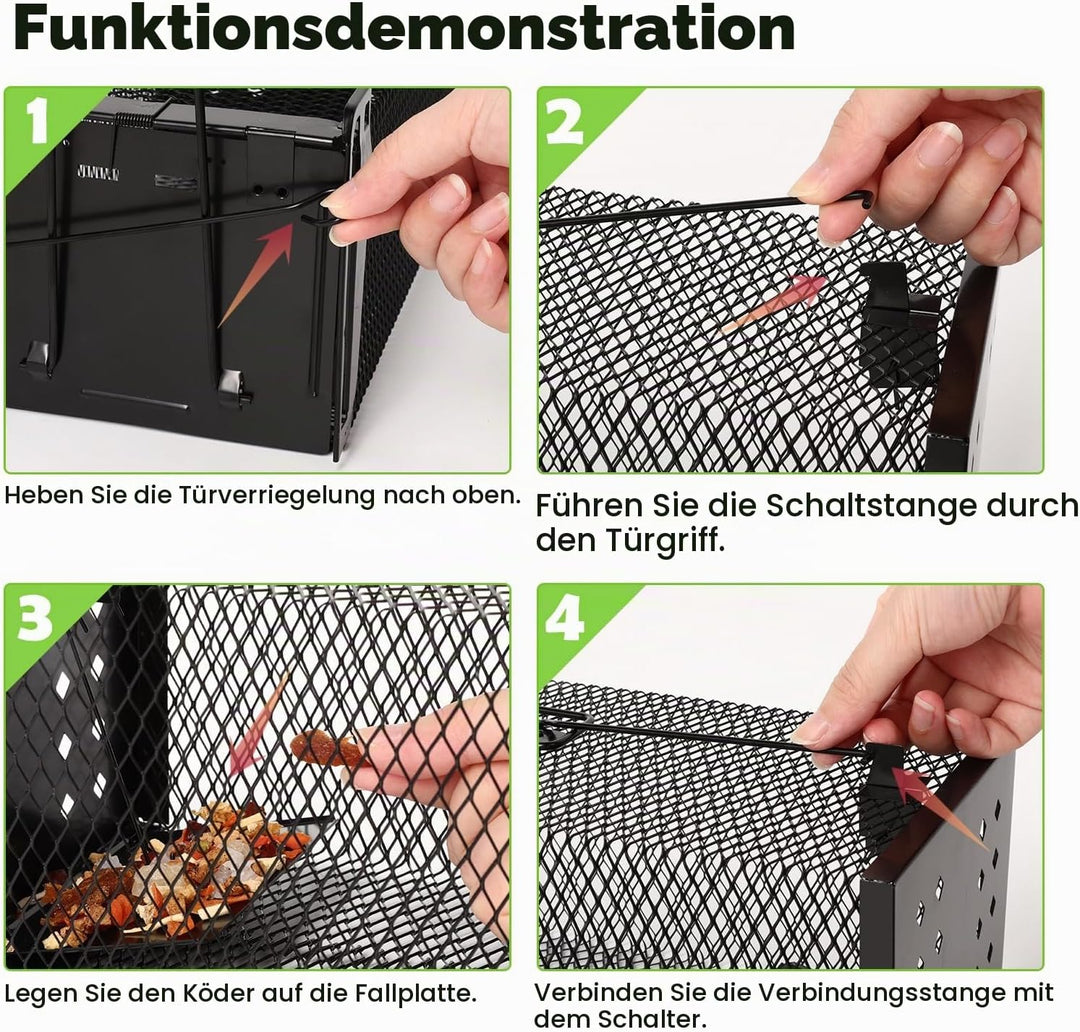 Lebendfalle Mausefalle, XXL Premium Rattenfalle Hochsensitive Mäuse-Futterfalle, Tierfreundlich &amp; Wi