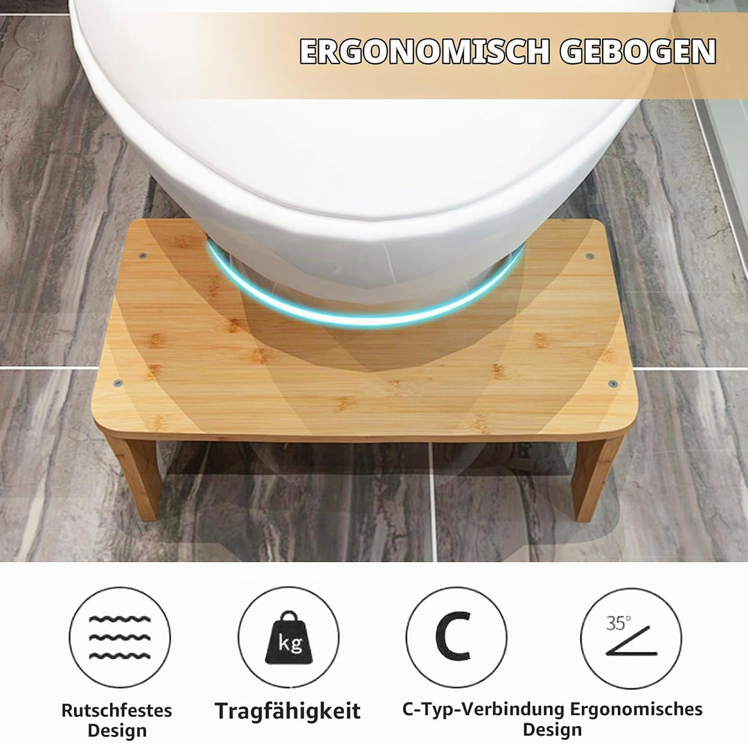 SUNOYA Anti-Rutsch WC-Hocker aus Holz für Erwachsene, tragbar im Badezimmer