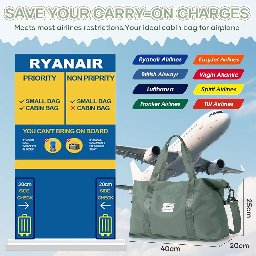 Reisetasche Damen Sporttasche 40x20x25 Ryanair Handgepäck Tasche Weekender Bag Schwimmtasche Wasserd
