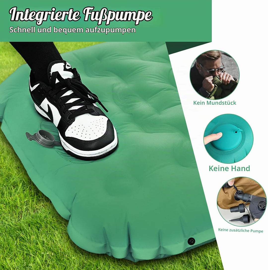 Isomatte Selbstaufblasend mit Fusspresse Pumpe, 12cm Verdicken Isomatte Camping, Ultraleicht Luftmat