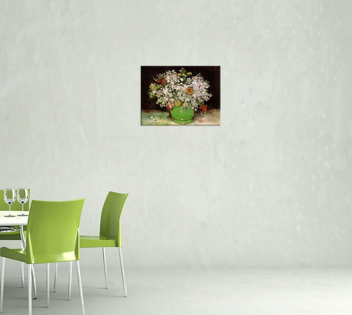 Bilderdepot24 Bild auf Leinwand | Vincent van Gogh Vase mit Zinnias und anderen Blumen in 60x50 cm a