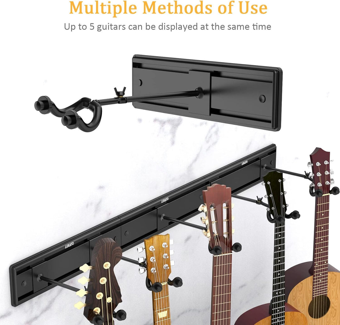 LEKATO Wandhalterung Gitarrenaufhänger Basshalter E-Gitarrenständer zum Halten von 5 Gutiars&Bass Al