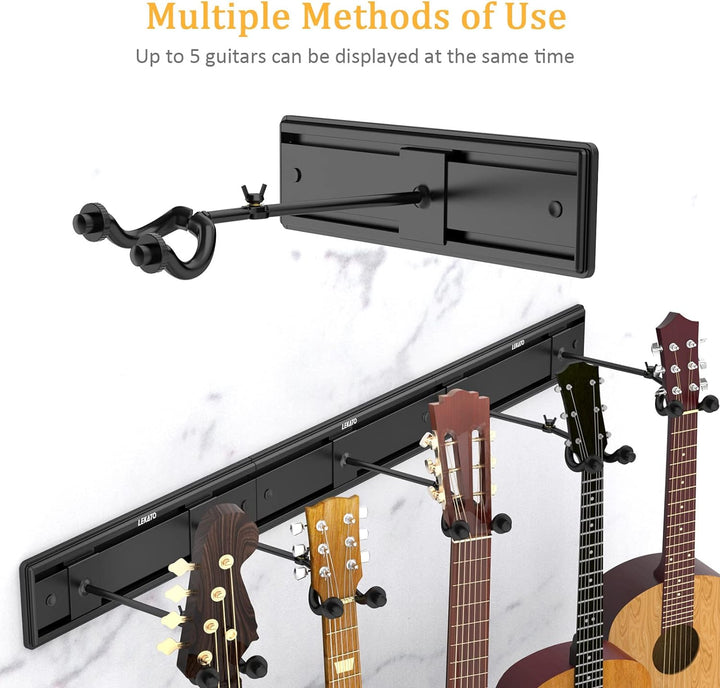 LEKATO Wandhalterung Gitarrenaufhänger Basshalter E-Gitarrenständer zum Halten von 5 Gutiars&Bass Al