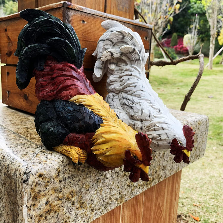 Handsider Gartenstatuen Huhn, Kunst Hahn Gartenfiguren Dekoration, Simuliert Tier für Zaun Zimmer Te