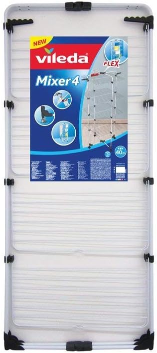 Vileda Mixer, 4 Clothes Airer, 40m Line Length, 4 Tier, 4 Wash Loads, Flex Joint, Rollable, 71,5 x 1