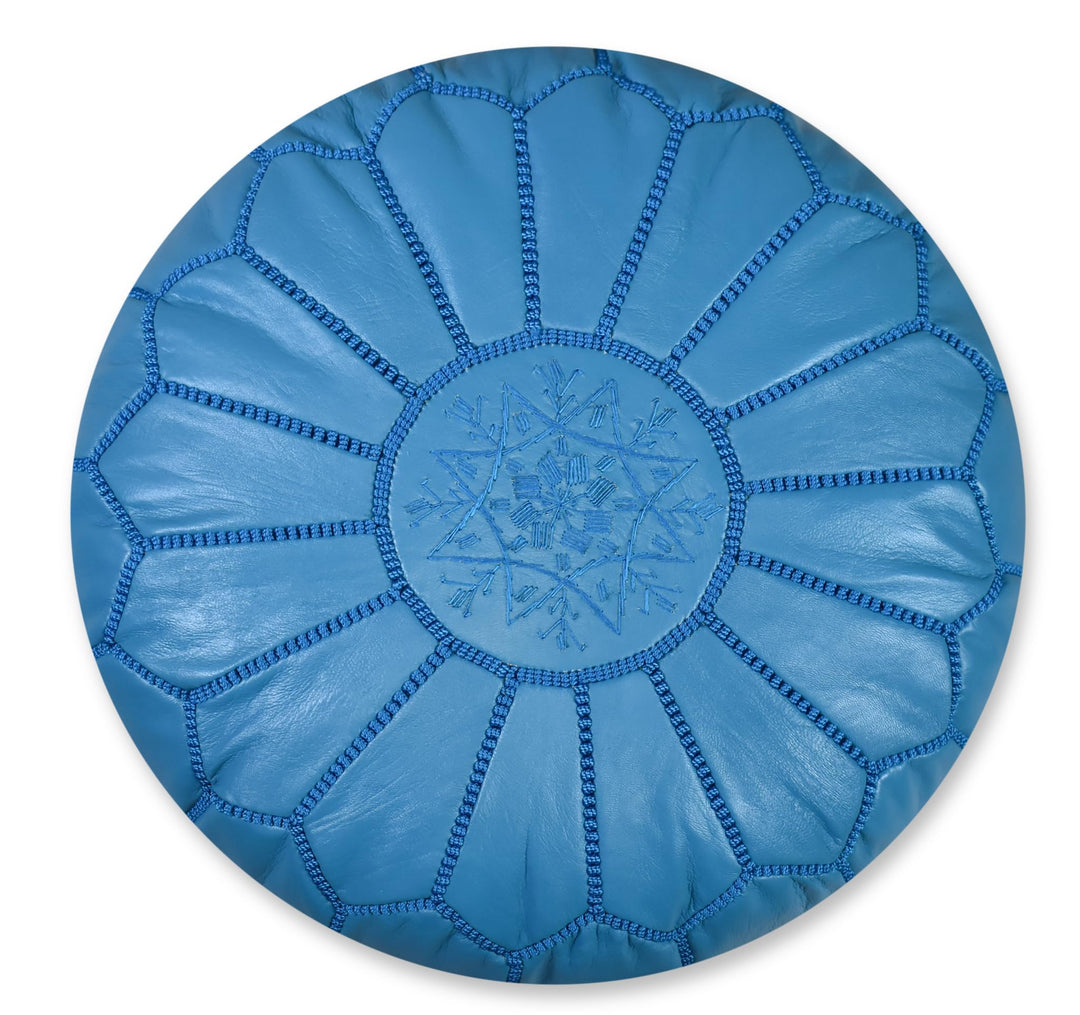 Poufs&Pillows Premium Echt Leder Pouf - Handgefertigt - gefüllt geliefert - Ottoman Sitzsack Fusshoc