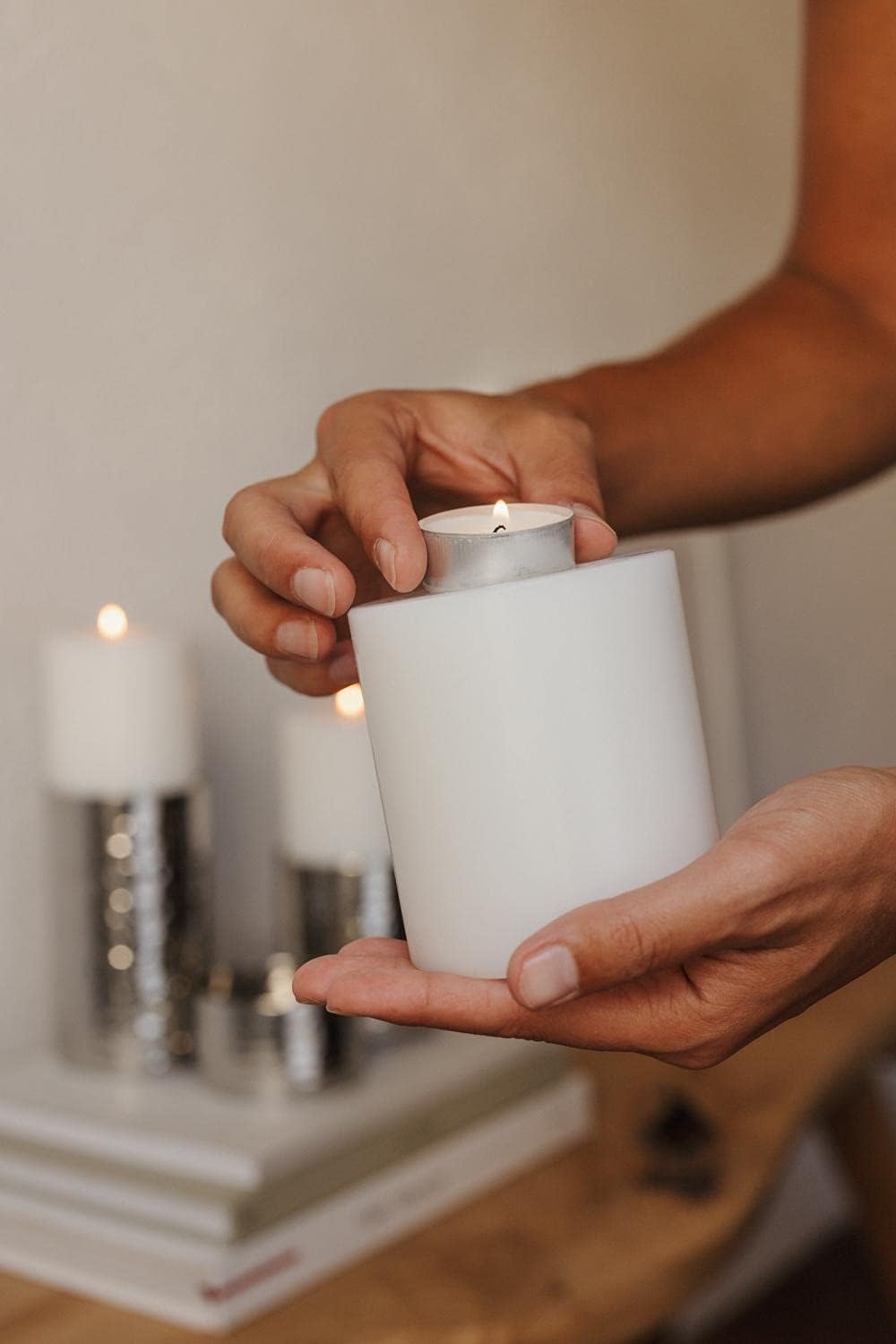 EDZARD Teelichthalter Teelichtkerze Dauerkerze Cornelius, Höhe 12 cm, Durchmesser 10 cm, geeignet fü