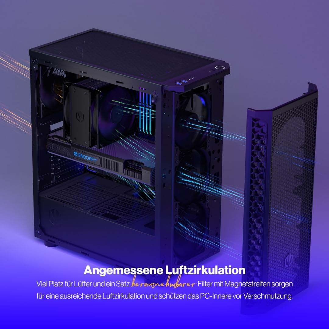 ENDORFY Signum 300 Air, ATX PC-Gehäuse, Mesh-Frontplatte, gehärtetes Glas-Seitenteil, 4x120mm PWM-Lü